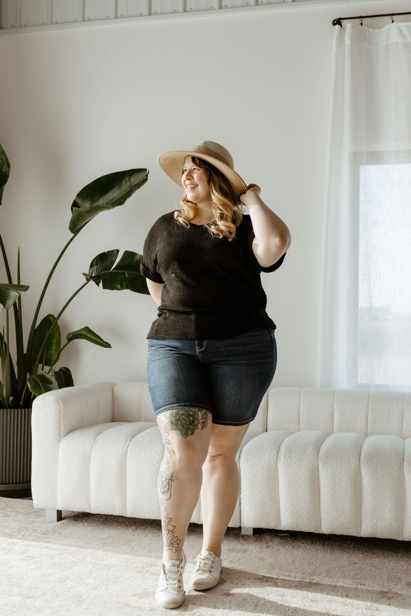 WOVEN AND STRIPE GARDEN HAT IN NATURAL AND WHEAT - Love Marlow