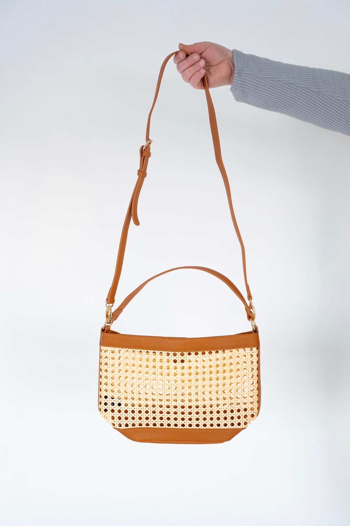 Woven Bucket Bag in Brown - Love Marlow
