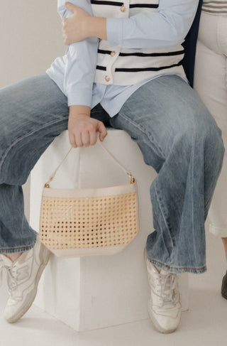 Woven Bucket Bag in Cream - Love Marlow