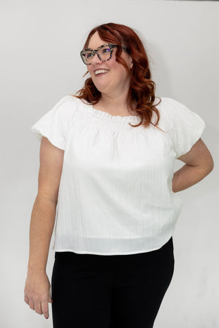 Woven Crinkle Top – Off White - Love Marlow
