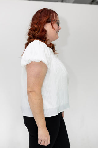 Woven Crinkle Top – Off White - Love Marlow