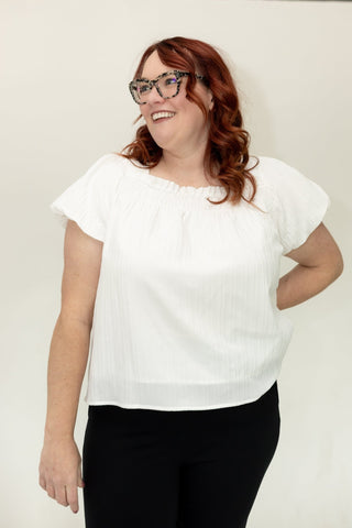Woven Crinkle Top – Off White - Love Marlow