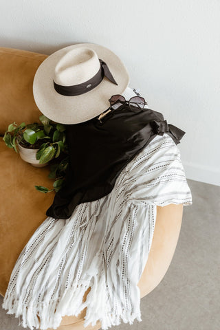 WOVEN FEDORA SUN HAT IN NATURAL AND BLACK - Love Marlow