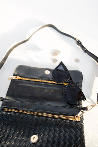 Woven Flap Crossbody – Neutral Woven Vegan Leather Bag - Love Marlow