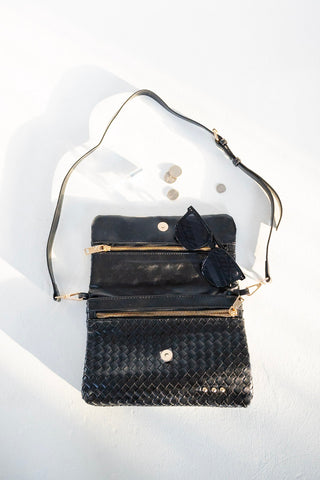 Woven Flap Crossbody – Neutral Woven Vegan Leather Bag - Love Marlow