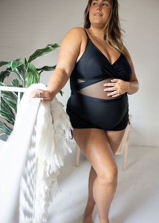 Wrap V-Neck Mesh Swim Dress - Love Marlow