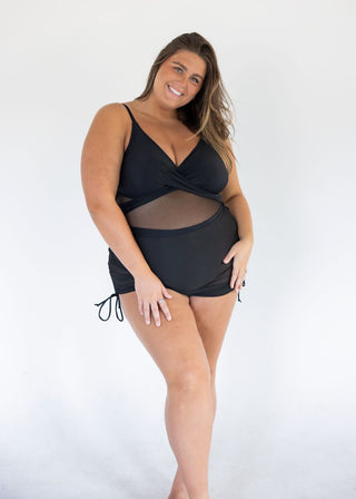 Wrap V-Neck Mesh Swim Dress - Love Marlow