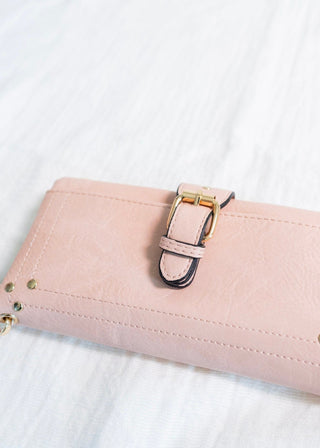 WRISTLET WALLET WITH BUCKLE DETAIL IN AZALEA - Love Marlow