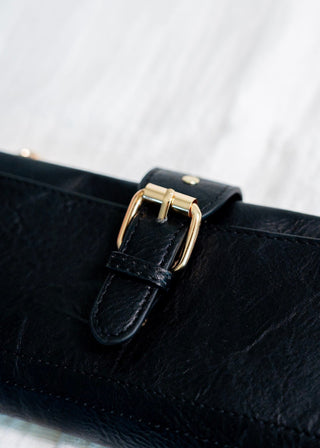 WRISTLET WALLET WITH BUCKLE DETAIL IN BLACK - Love Marlow
