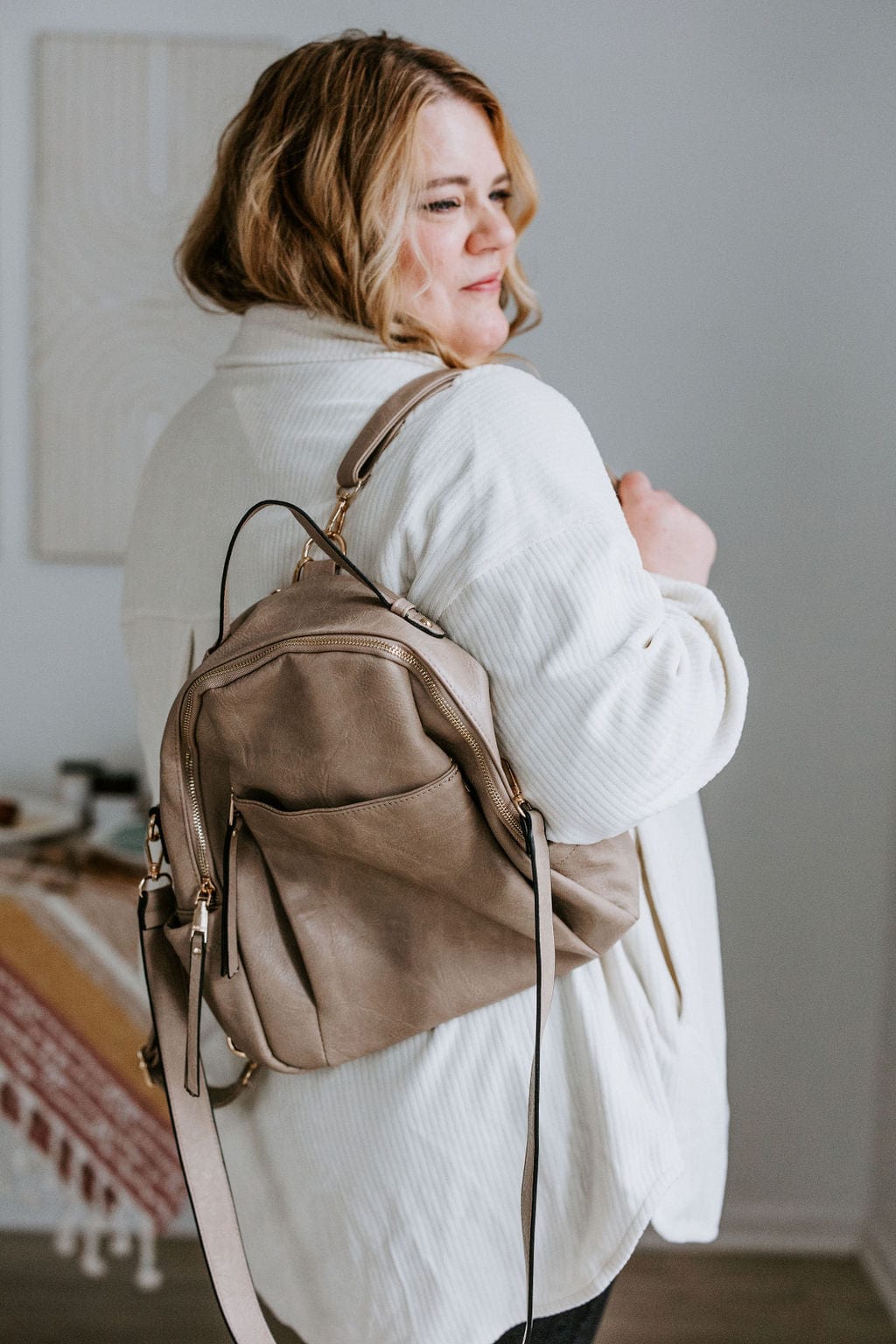 ZIP DETAIL BACKPACK IN CLAY - Love Marlow