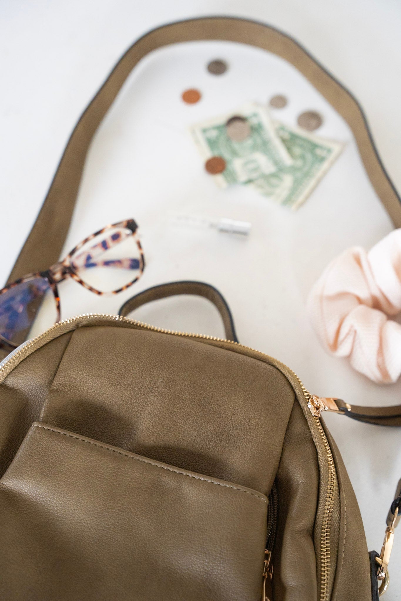 ZIP DETAIL BACKPACK IN OLIVE - Love Marlow