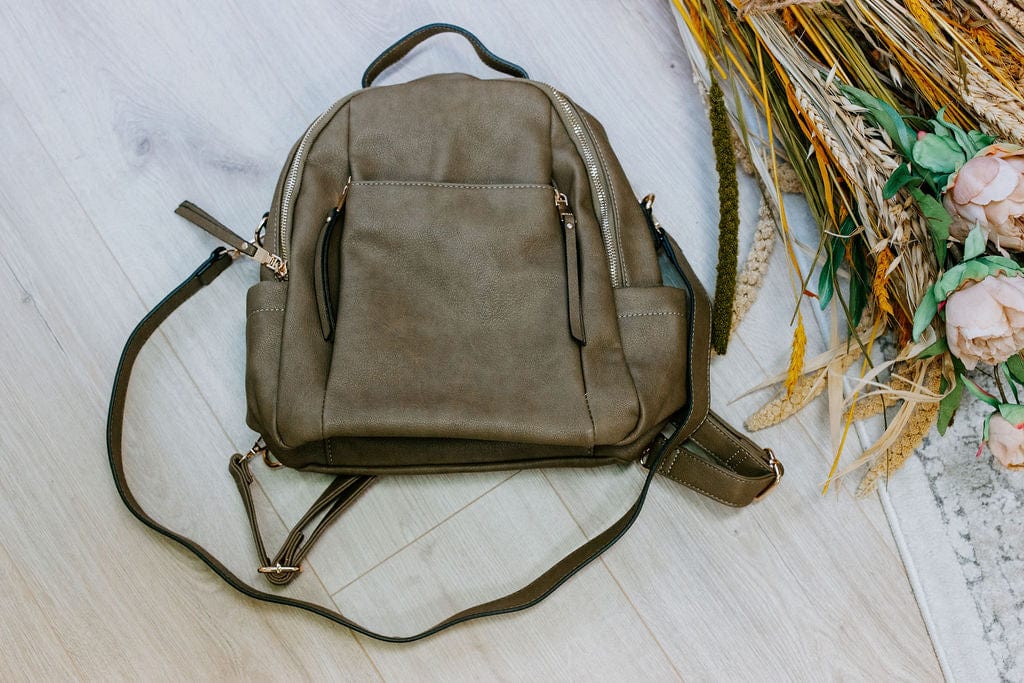 ZIP DETAIL BACKPACK IN OLIVE - Love Marlow