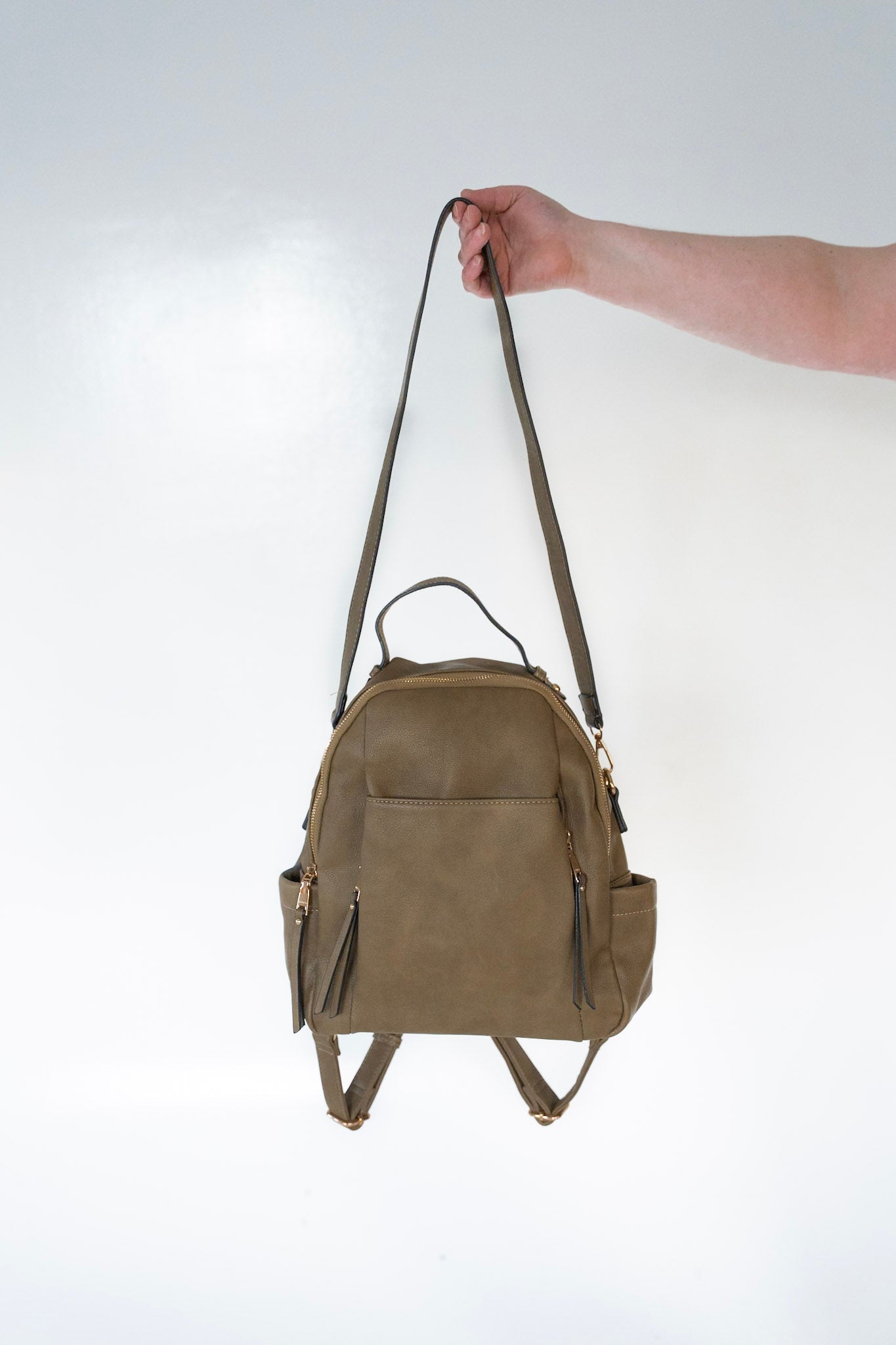 ZIP DETAIL BACKPACK IN OLIVE - Love Marlow