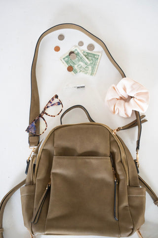 ZIP DETAIL BACKPACK IN OLIVE - Love Marlow