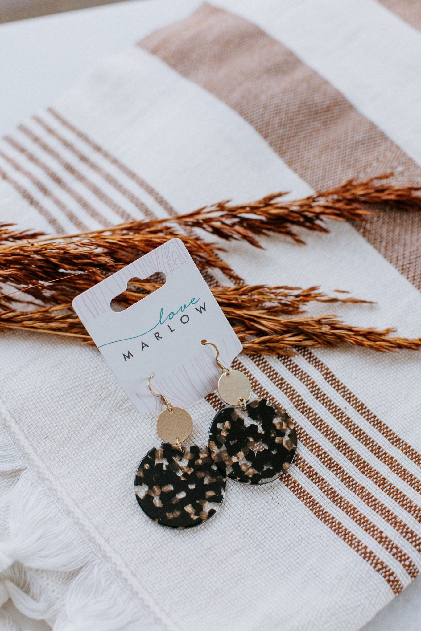 ZOEY EARRINGS IN BLACK AND BRONZE - Love Marlow