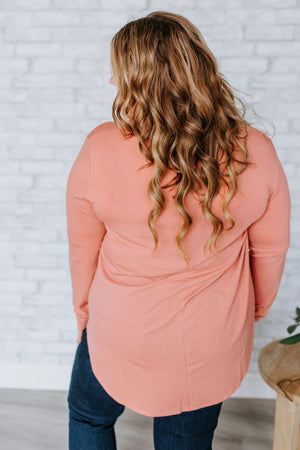 BASIC LONG-SLEEVE ROUND NECK TEE IN DUSTY ROSE