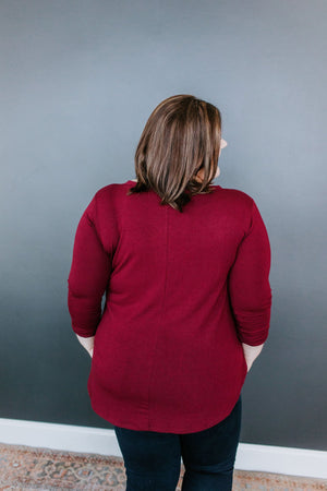 
            
                Load image into Gallery viewer, BASIC LONG-SLEEVE V-NECK TEE IN BURGUNDY
            
        