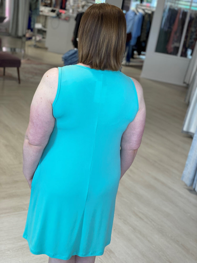 
            
                Load image into Gallery viewer, BREEZY A-LINE TANK DRESS IN AQUA
            
        