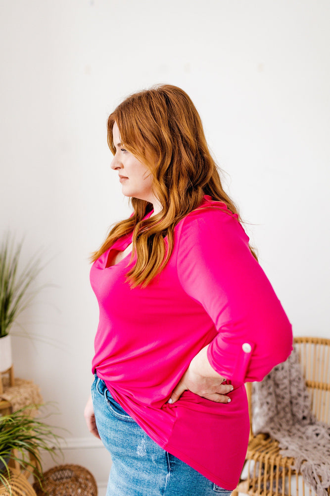 BREEZY SOLID TUNIC BLOUSE IN WATERMELON