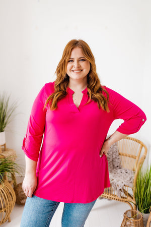 BREEZY SOLID TUNIC BLOUSE IN WATERMELON