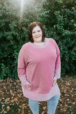CLASSIC TUNIC TEE WITH POCKETS IN WASHED BRICK