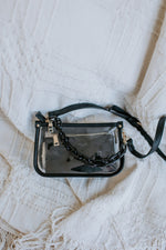 CROSSBODY STADIUM BAG WITH CHAIN DETAIL IN BLACK
