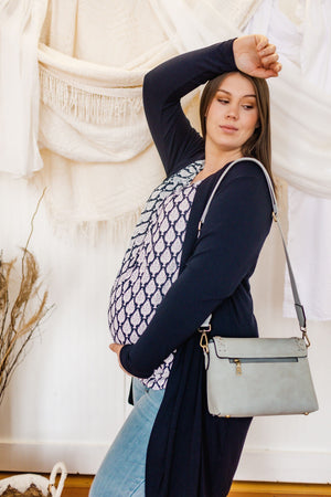 CROSSBODY WITH WHIPSTITCH DETAIL IN DUSTY BLUE