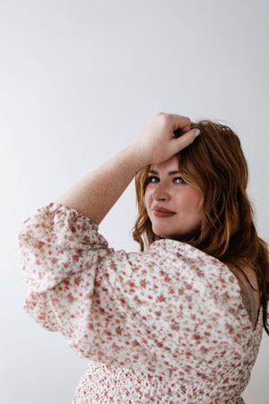 DAINTY FLORAL SMOCKED PEPLUM BLOUSE