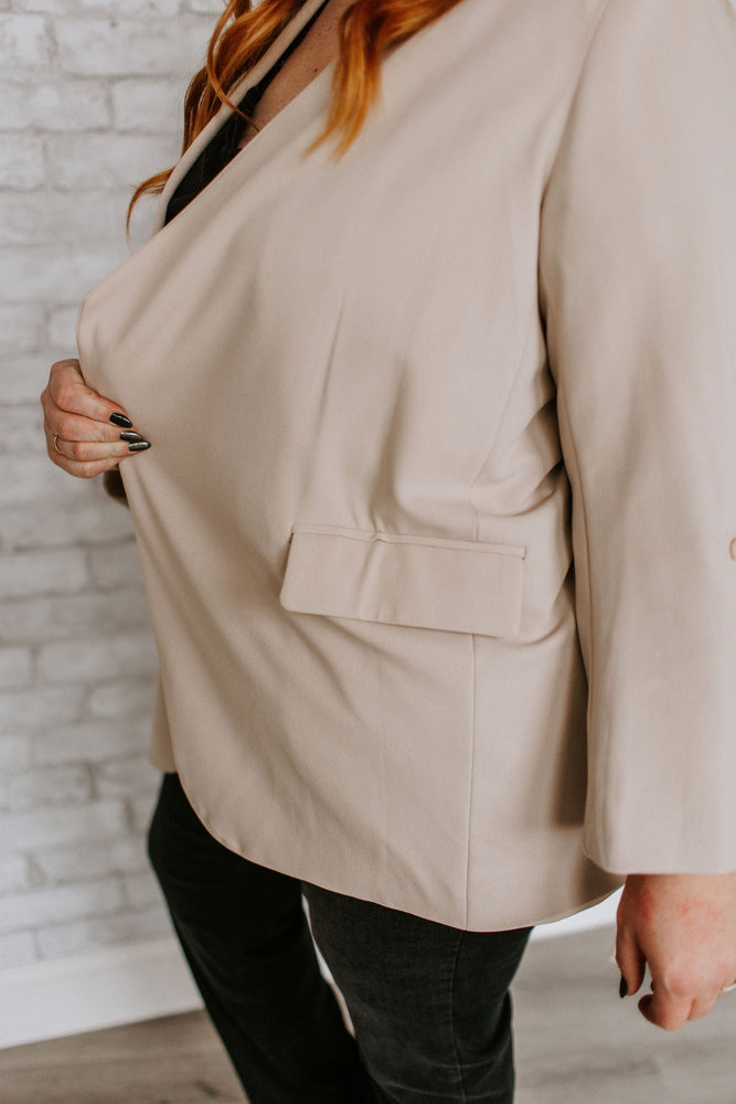 DRAPE FRONT BLAZER IN MACAROON