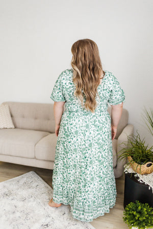 
            
                Load image into Gallery viewer, FLORAL PAISLEY BOHO DRESS IN MATCHA
            
        