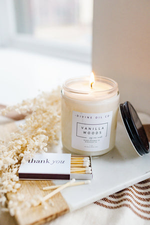 HANDCRAFTED SOY WAX CANDLES IN VANILLA WOODS
