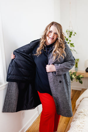 HERRINGBONE JACKET WITH DETACHABLE VEST AND HOOD