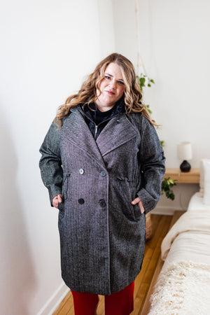 HERRINGBONE JACKET WITH DETACHABLE VEST AND HOOD
