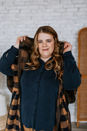 
            
                Load image into Gallery viewer, HOODED PLAID CAPE
            
        