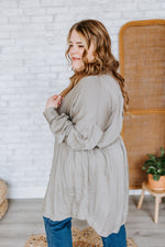 LONG BUTTON-UP BLOUSE IN CLARY SAGE