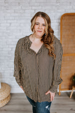 MANDARIN COLLAR BUTTON-UP BLOUSE