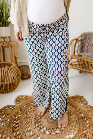 MEDALLION PATTERN KNIT PALAZZO PANTS