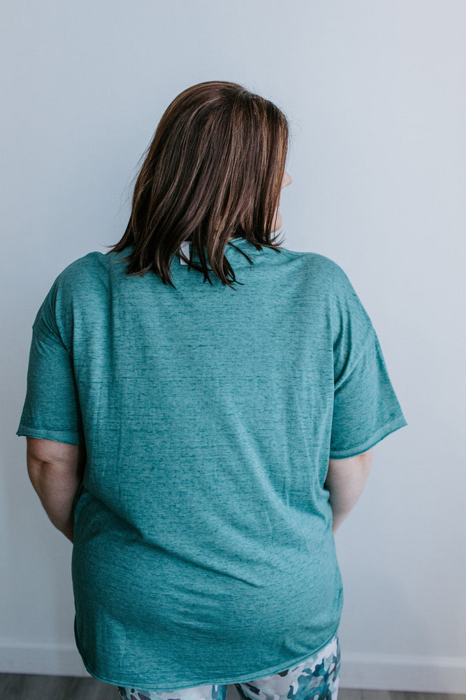 OVERSIZED BURNOUT TEE IN DUSTY TEAL