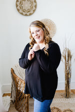 ROUND NECK JERSEY KNIT TUNIC IN BLACK