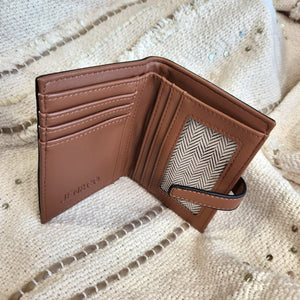
            
                Load image into Gallery viewer, SLIP CLOSURE SIMPLE WALLET IN BLACK AND TAN
            
        
