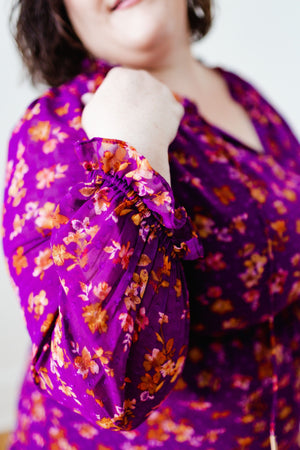 SMOCKED WAIST FLORAL DRESS WITH RUFFLE HEM