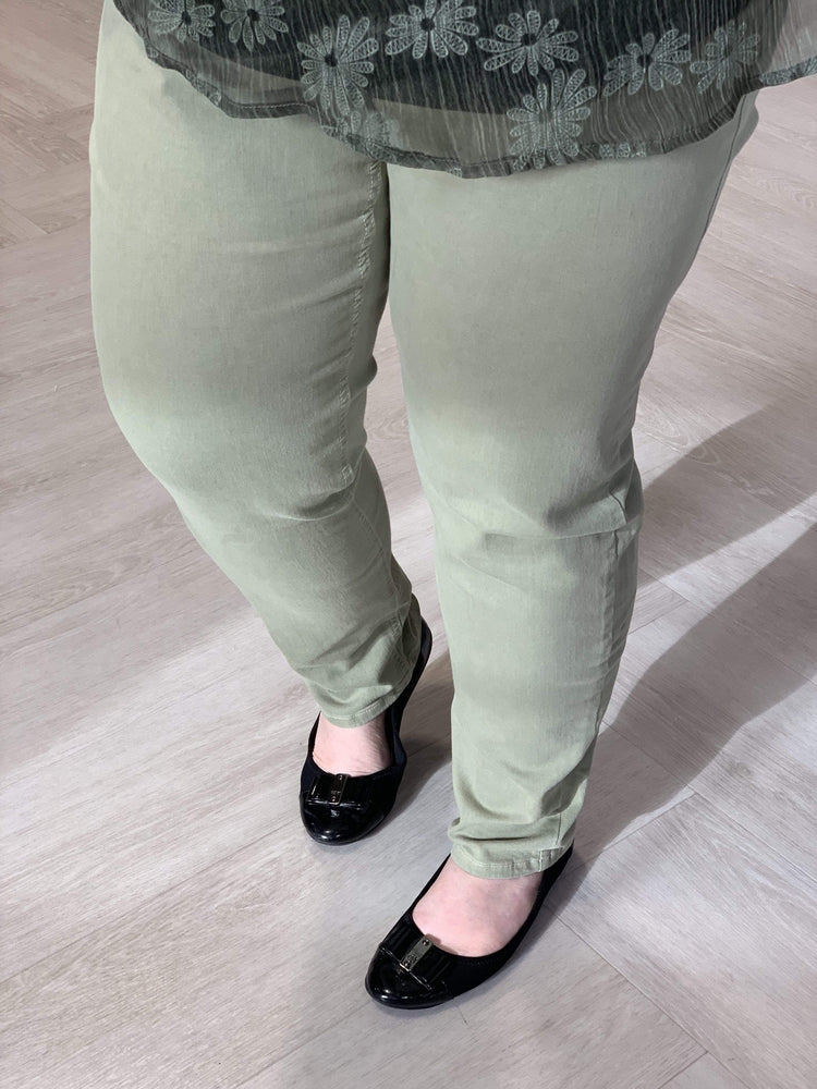 
            
                Load image into Gallery viewer, SOFT OLIVE HIGH RISE RELAXED SKINNY JEANS
            
        