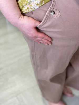 Spanx® STRETCH TWILL CROPPED WIDE LEG PANT IN MAUVE