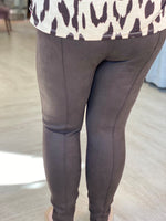 Spanx© FAUX SUEDE LEGGINGS IN CHOCOLATE BROWN