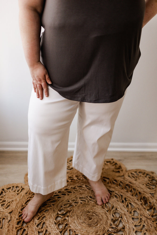 Spanx Bright White Stretch Twill Cropped Wide Leg Pant