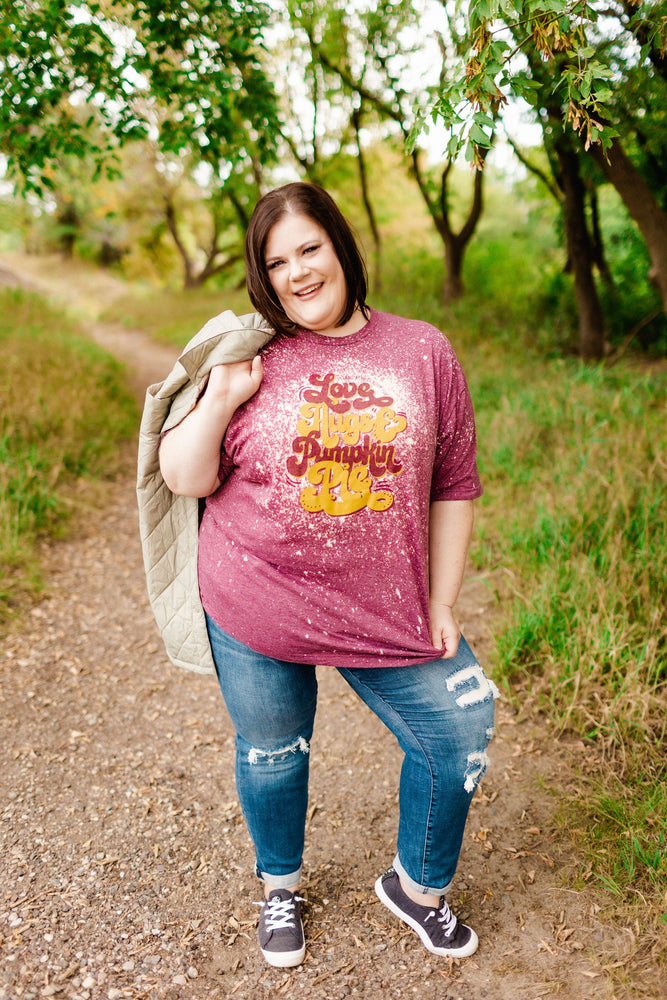 "THERE'S ALWAYS ROOM FOR LOVE HUGS AND PUMPKIN PIE" GRAPHIC TEE