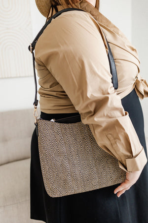 WOVEN DIAMOND PATTERN SATCHEL