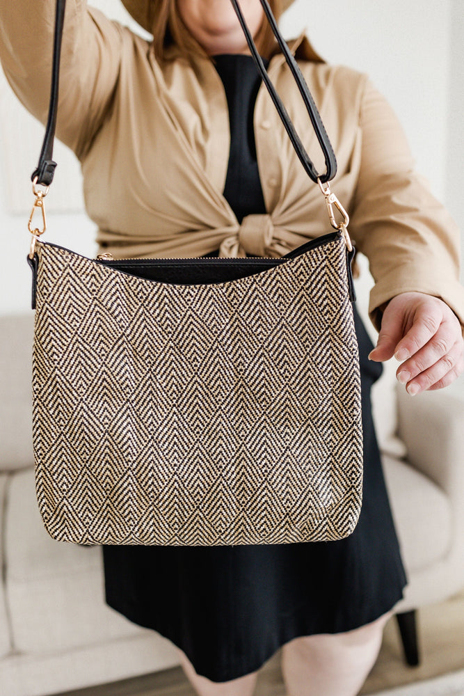 WOVEN DIAMOND PATTERN SATCHEL