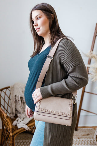 CROSSBODY WITH WHIPSTITCH DETAIL IN BEIGE - Love Marlow