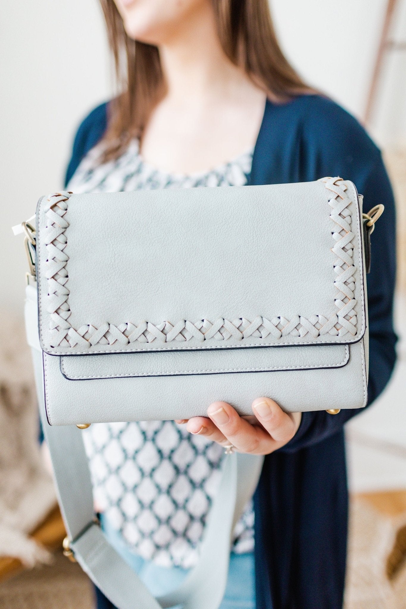 CROSSBODY WITH WHIPSTITCH DETAIL IN DUSTY BLUE - Love Marlow